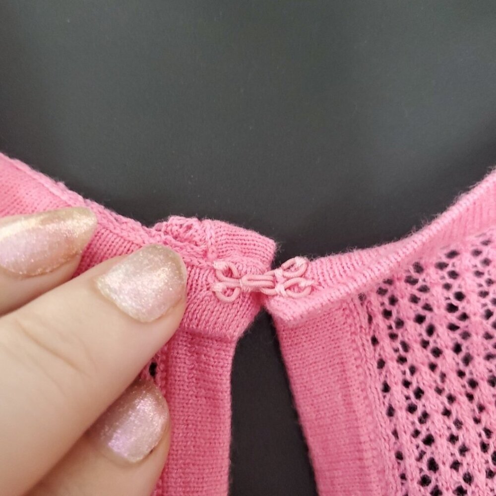 Talbots Pink Cropped Open-Front Knit Cardigan size Small - Picture 5 of 12